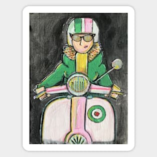 Retro Scooter, Classic Scooter, Scooterist, Scootering, Scooter Rider, Mod Art Sticker